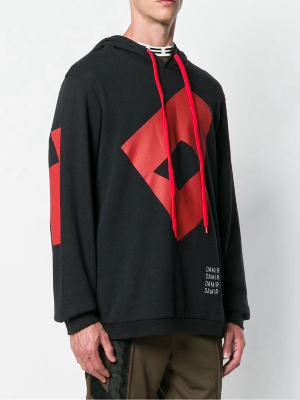 Damir Doma x Lotto Men's Welf Black Hoodie with Red Graphic